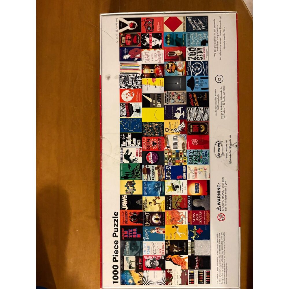 Re-marks Book Cover Panoramic 1000 Piece Puzzle Literary Books 39x13